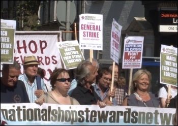 NSSN lobby of TUC 2012 congress calling for a 24-hour general strike, photo by  Socialist Party