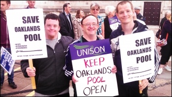 Sam, Alan & Wayne protesting to save Oaklands Pool, photo by Southampton SP Sam, Alan & Wayne protesting to save Oaklands Pool, photo by Southampton SP