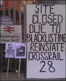 Sparks picket Crossrail Paddington site, 17.9.12, photo Neil Cafferky