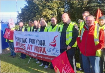 Argos striking workers on the picket line in Lutterworth, photo Steve Score Argos striking workers on the picket line in Lutterworth, photo Steve Score