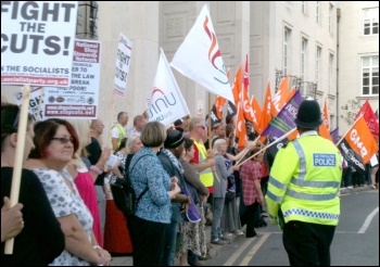 Waltham Forest protest, one of many protests outside Labour-run councils who pass Con-Dem austerity measures. , photo by Senan