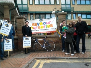 Leicester HMRC Nursery protest, 27.9.12, photo by Karl Cross