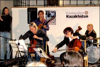 Cellorhymics in concert at the Campaign Kazakhstan event, London 2 October 2012, photo Keith Dickinson