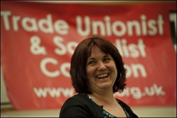 TUSC candidate Nancy Taaffe addresses the London Trade Unionist and Socialist Coalition (TUSC)  launch meeting 2012, photo Paul Mattsson