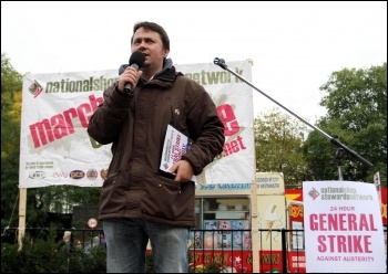 NSSN open mic on the 20 October 2012 TUC demo , photo Senan