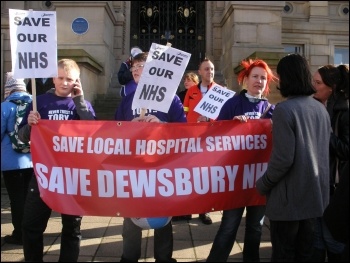200 protestors march to stop cuts at Dewsbury hospital, photo Yorkshire Socialist Party