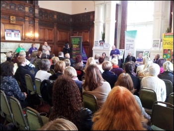 Admin staff strike, Mid Yorkshire NHS Trust, rally on 1st November 2012, photo by Iain Dalton