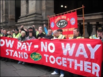 RMT cleaners at Churchill and ISS taking strike action, photo by Elaine Brunskill