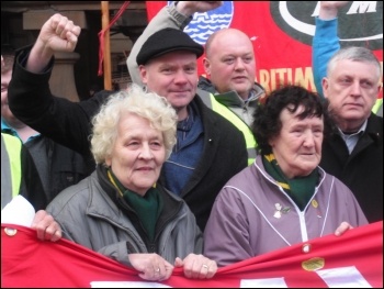 RMT cleaners at companies Churchill and ISS take strike action, 2.11.12, photo by Elaine Brunskill