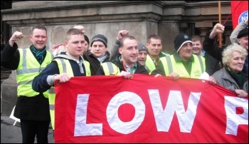 RMT cleaners at companies Churchill and ISS take strike action, 2.11.12, photo by Elaine Brunskill