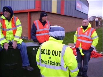 Doncaster Tesco drivers on strike, 9th November 2012, photo A Tice