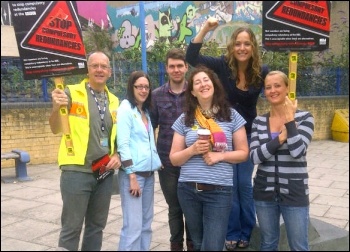 NUJ members on strike at the BBC in Sheffield, 2011, photo Andy Kershaw 