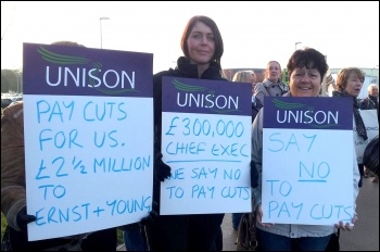 Admin staff strike, Mid Yorkshire NHS Trust, 1st November 2012 , photo Iain Dalton 