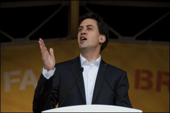 Ed Miliband was booed at the 20 October 2012 TUC demo against austerity, photo Paul Mattsson