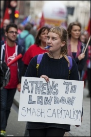  20 October 2012 TUC demo against austerity: from Athens to London - smash capitalism, photo Paul Mattsson