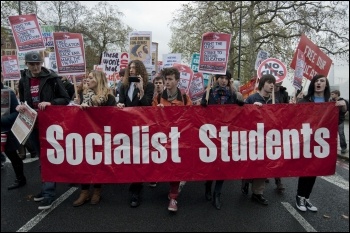 Students on the NUS national demonstration 12 November against the government attacks on university education, photo Paul Mattsson