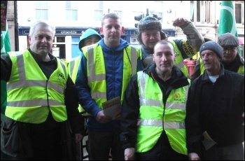RMT train cleaners from Churchill and ISS, who have taken strike action, protesting at Newcastle Central station, photo Elaine Brunskill RMT train cleaners from Churchill and ISS, who have taken strike action, protesting at Newcastle Central station, photo Elaine Brunskill