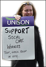 Social care workers on strike in Scotland , photo by Duncan Brown