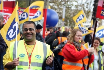 PCS members on the 2012 Oct 20th TUC demo, photo Senan