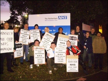 Protest outside Rotherham hospital, 9.1.13, photo by Alistair Tice