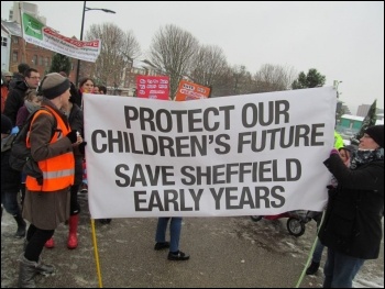 Save children's centres in Sheffield, demo 19 January 2013, photo Nigel Newton-Smith