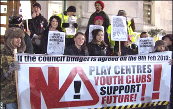 Southampton youth workers and their supporters fight to save youth services from extinction , photo by Socialist Party