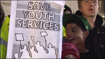 Save Southampton City Youth Services held a lively protest outside the civic centre supported by anti-cuts councillors Keith Morrell and Don Thomas, photo Socialist Party