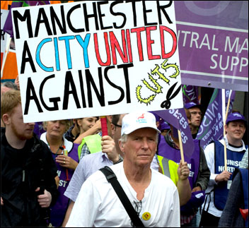 Demonstration at start of Tory Party conference, 2.10.11 , photo by Paul Mattsson