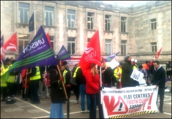 Southampton budget 'commended to the dustbin' by protesters, photo Paul Callanan