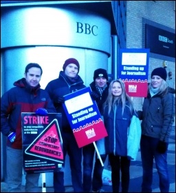 BBC journalists striking in Southampton, 18.2.13, photo N Chaffey