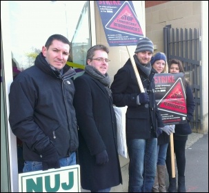 BBC journalists strike, 18.2.13, Leicester, photo by Leicester SP