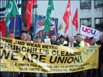 Churchill cleaners from the Tyne & Wear metro have stepped up their battle for a decent living wage. Building on rock-solid strikes over the course of 2012, this most recent strike is for seven days, photo by E Brunskill