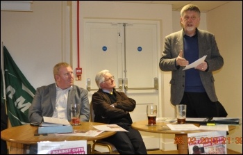 Eastleigh  byelection TUSC rally, Dave Nellist speaking, 26.2.13, photo by John Gillman