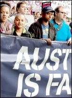 Austerity is failing - banner on the 20 October 2012 TUC demonstration against austerity , photo Paul Mattsson