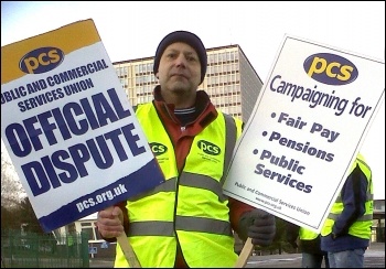 Dave Warren, PCS rep Swansea DVLA, takes part in the PCS National day of protest on 30 November 2012, photo R. Job 