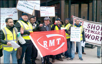 RMT security and safety staff strike against bullying and harassment and an attempt to impose workplace changes without agreement 25th February 2013 , photo P Mitchell