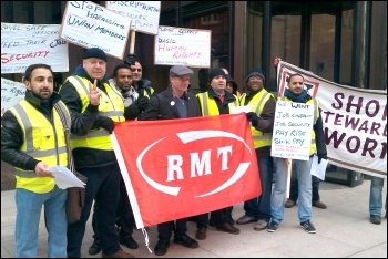 RMT security and safety staff strike against bullying and harassment and an attempt to impose workplace changes without agreement 25th February 2013, photo P Mitchell