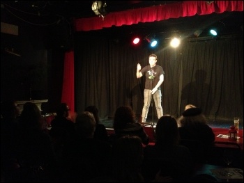 'Rape is No Joke' campaign comedy night, Compere Joe Wells, London 8.3.13, photo Suzanne Beishon