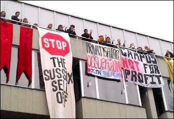 Student occupation continues at Sussex 13-3-13, photo Brighton and Hove Socialist Party