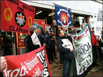 Protesting against plan to close Clapham fire station, 16.3.13, photo by R. Edwards