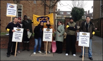 PCS national strike, 20 March 2013, Leytonstone Jobcentre in London, photo Suzanne Beishon