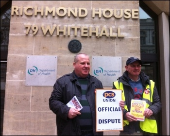 PCS picketers outside the Health Department, 20 March 2013, photo S Sachs Eldridge