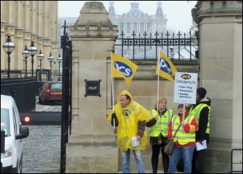 Picketing in Westminster, 20.3.13, photo by Alison Hill