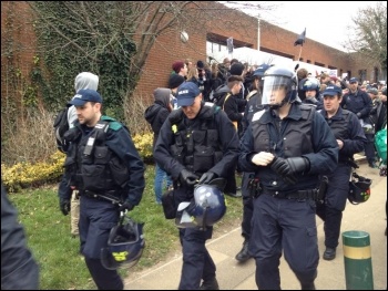 Police at Sussex university, 25.3.13, photo Suzanne Beishon