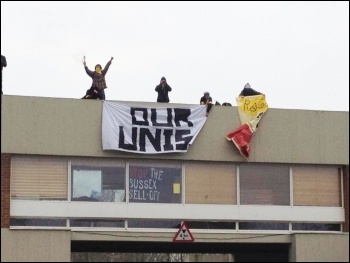Occupation of Bramber House,  Sussex university, 25.3.13, photo Suzanne Beishon