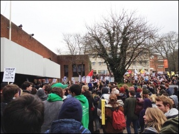 Students protesting at Sussex university, 25.3.13, photo Suzanne Beishon