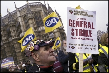 PCS strike on budget day, 20 March 2013 with NSSN 24 hour general strike placard, photo Paul Mattsson PCS strike on budget day, 20 March 2013 with NSSN 24 hour general strike placard, photo Paul Mattsson