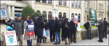 NUJ and Bectu strikers in Bristol, 28.3.13, photo by Tom Baldwin