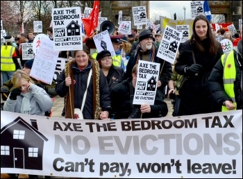 Glasgow demonstration against the bedroom tax and austerity 30 March 2013, photo Jim Halfpenny