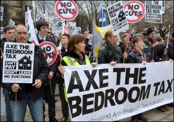 2013 Glasgow demonstration against the bedroom tax, which has now been defeated in Scotland, photo Jim Halfpenny